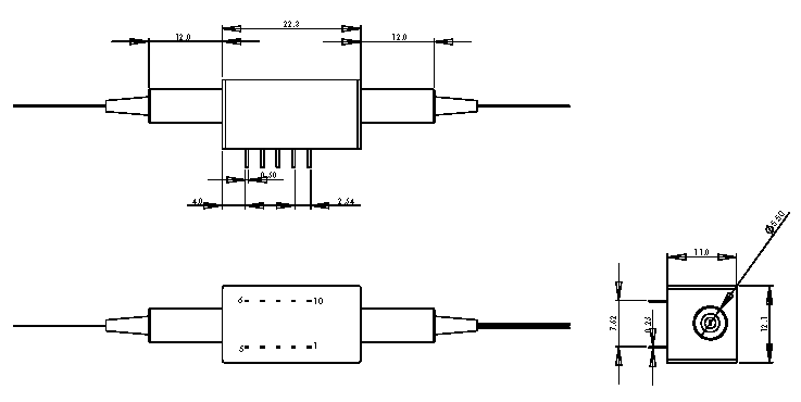 Dimmension of Mechanical Switch 1X2 